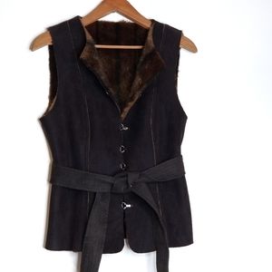 Tristan | Faux Fur Reversible Tie Vest Small